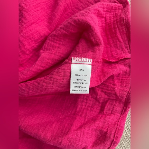 New Bibi Loose Fit Wrinkle Gauze Top 100% Cotton In Fuchsia Size M - Picture 7 of 11